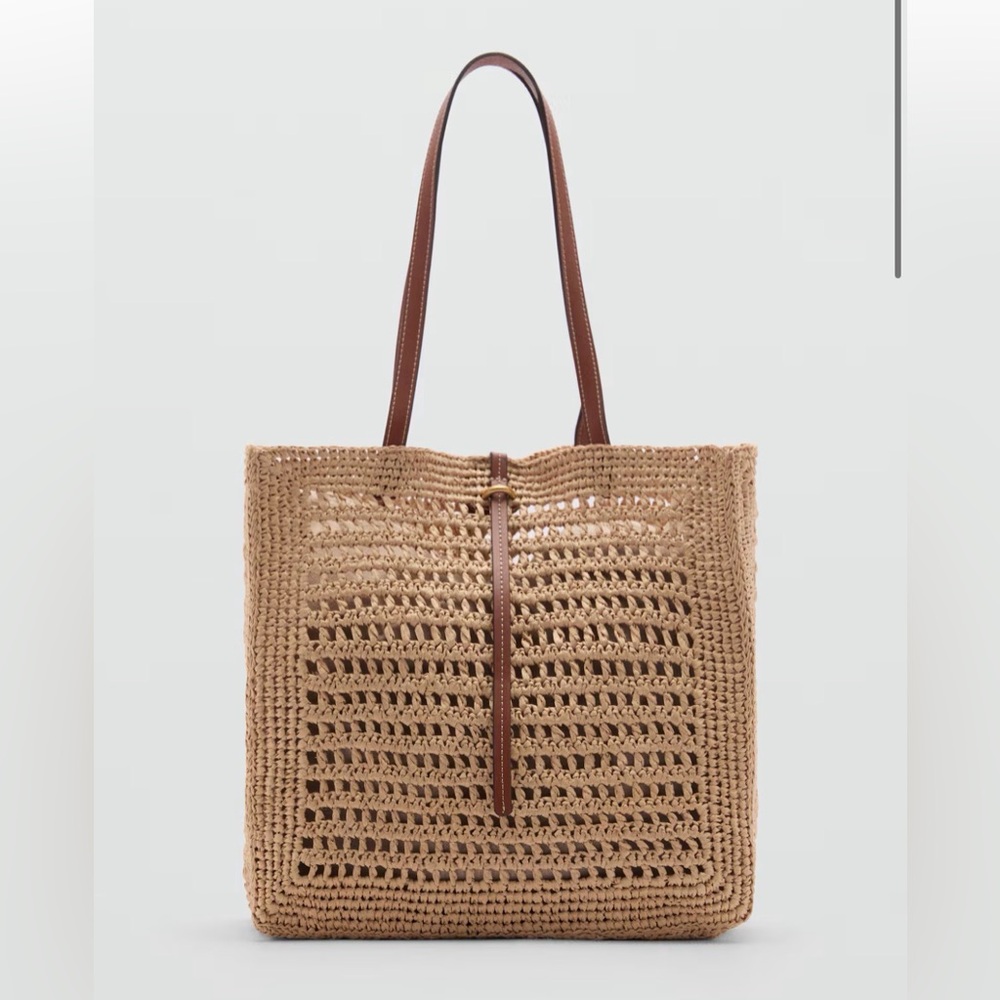 NWT Mango Natural Fiber Shopper Tote Bag